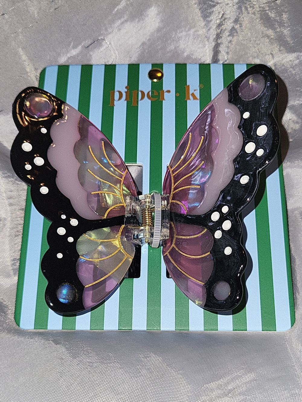 Piper K Purple and Black Butterfly Hair Clip BRAND NEW LP M